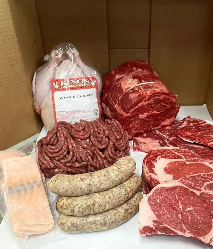 The East-Side Butchery Box, vacuum-packed beef, chicken and pork